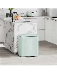 HOMCOM Dual Kitchen Bin, 2 x 20L Double Bin for Recycling and Waste, Fingerprint-proof Pedal Bin with Soft-Close Lid, Removable  2