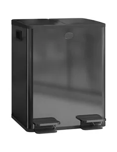 HOMCOM 40L Dual Compartment Stainless Steel Bin, with Deodoriser Holders - Black