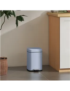 HOMCOM 12L Modern Boxy Metal Home Kitchen Bin - Light Blue 2