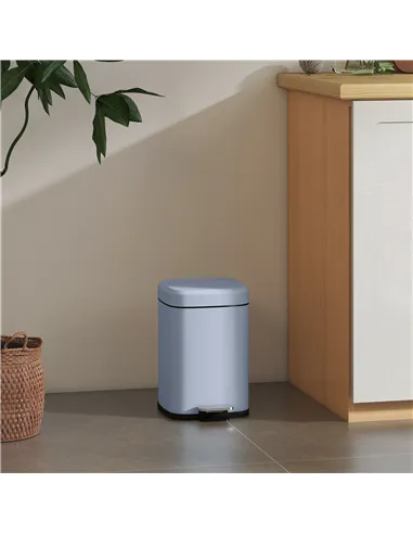 HOMCOM 12L Modern Boxy Metal Home Kitchen Bin - Light Blue