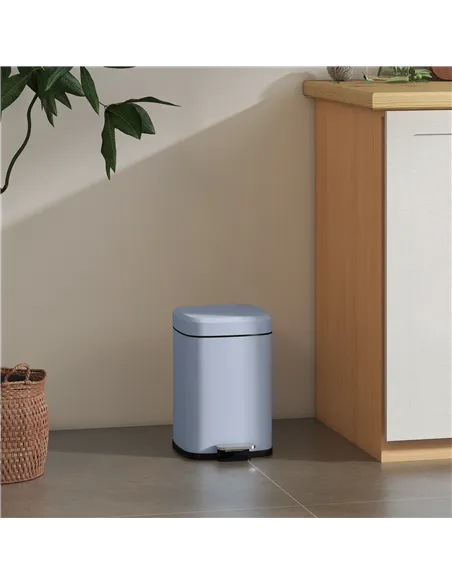 HOMCOM 12L Modern Boxy Metal Home Kitchen Bin - Light Blue