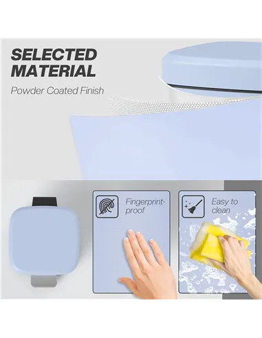 HOMCOM 12L Modern Boxy Metal Home Kitchen Bin - Light Blue