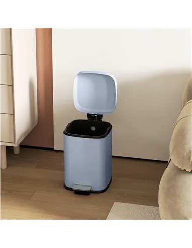 HOMCOM 12L Modern Boxy Metal Home Kitchen Bin - Light Blue