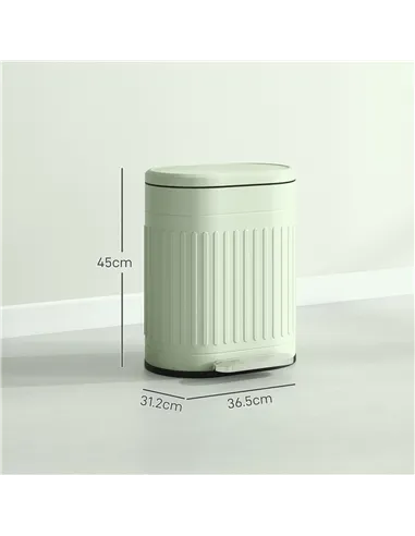 HOMCOM 20L Metal Kitchen Bin, with Soft-Close Lid - Light Green