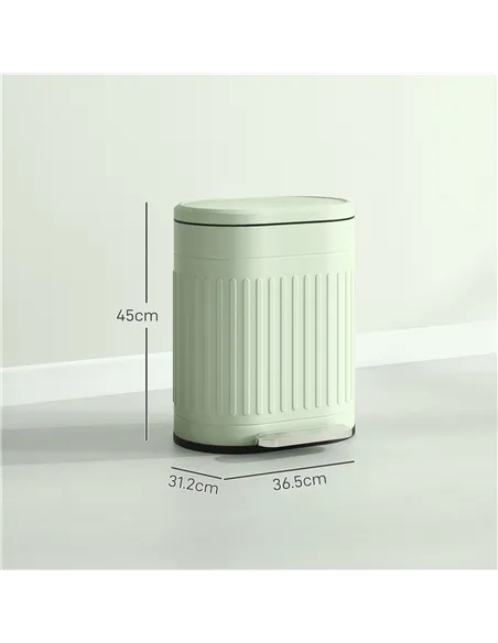 HOMCOM 20L Metal Kitchen Bin, with Soft-Close Lid - Light Green