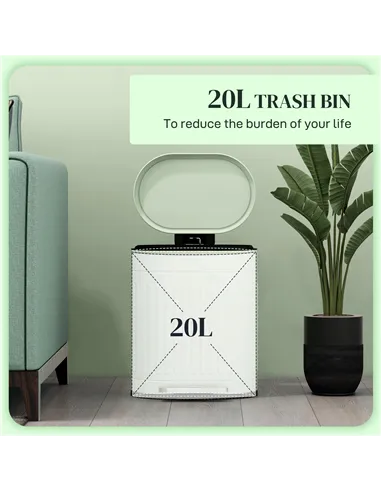 HOMCOM 20L Metal Kitchen Bin, with Soft-Close Lid - Light Green