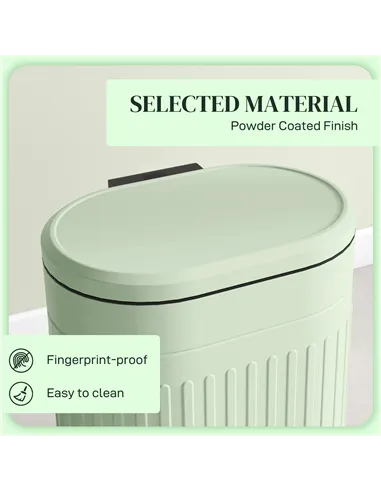 HOMCOM 20L Metal Kitchen Bin, with Soft-Close Lid - Light Green