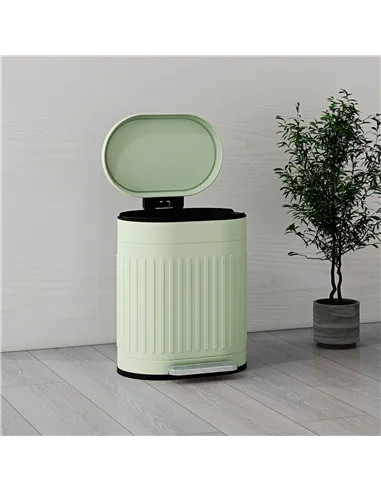 HOMCOM 20L Metal Kitchen Bin, with Soft-Close Lid - Light Green