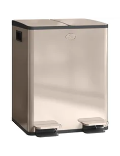 HOMCOM 40L Dual Compartment Stainless Steel Bin, with Deodoriser Holders - Gold Tone