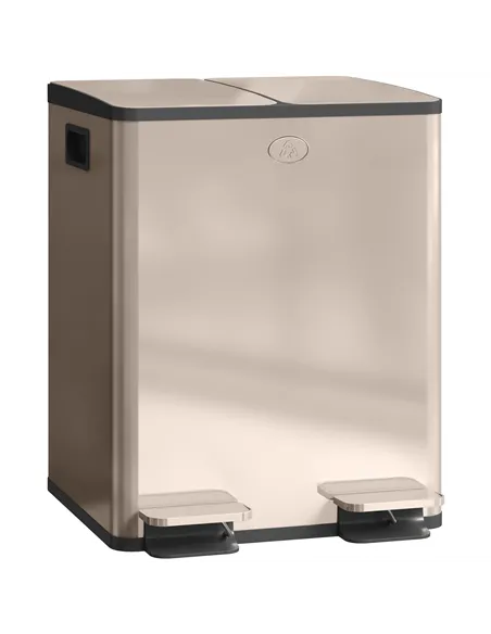 HOMCOM 40L Dual Compartment Stainless Steel Bin, with Deodoriser Holders - Gold Tone