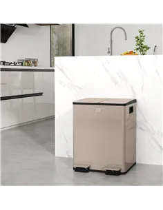 HOMCOM 40L Dual Compartment Stainless Steel Bin, with Deodoriser Holders - Gold Tone 2