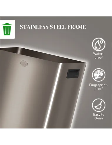 HOMCOM 40L Dual Compartment Stainless Steel Bin, with Deodoriser Holders - Gold Tone