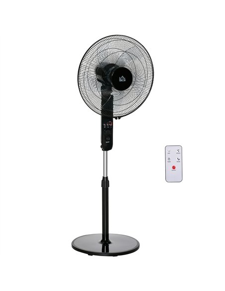 HOMCOM 18" Pedestal Fan, Oscillating Standing Fan with Remote Control, Floor Fan with Adjustable Height, 3 Speed, 7.5-Hour Timer