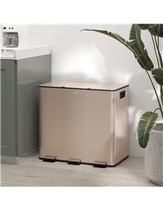 HOMCOM 45L Triple Compartment Stainless Steel Bin, with Deodoriser Holders - Gold Tone 2