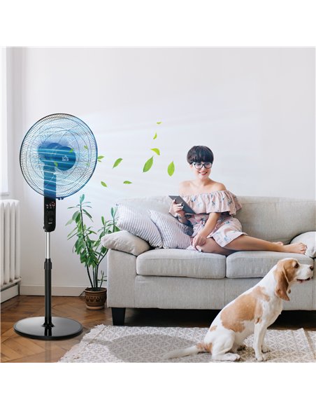HOMCOM 18" Pedestal Fan, Oscillating Standing Fan with Remote Control, Floor Fan with Adjustable Height, 3 Speed, 7.5-Hour Timer