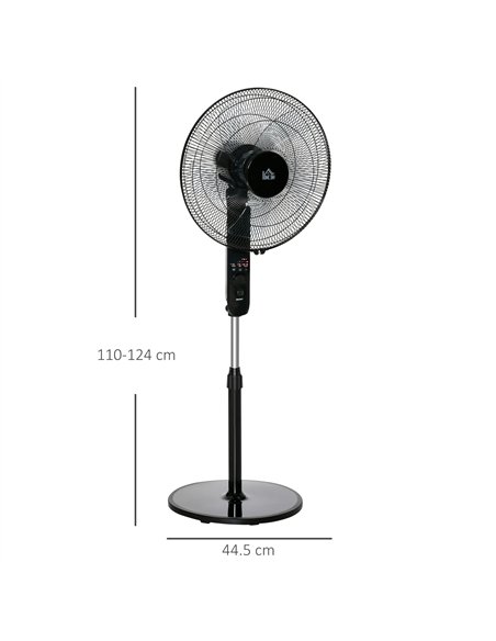HOMCOM 18" Pedestal Fan, Oscillating Standing Fan with Remote Control, Floor Fan with Adjustable Height, 3 Speed, 7.5-Hour Timer