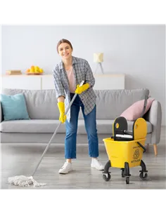 HOMCOM 26 Litre Mop Bucket, with Wringer and Mop - Yellow 2