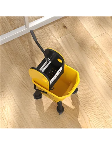 HOMCOM 26 Litre Mop Bucket, with Wringer and Mop - Yellow