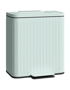 HOMCOM 40L Dual Compartment Rubbish Bin, with Soft-Close Lid - Green
