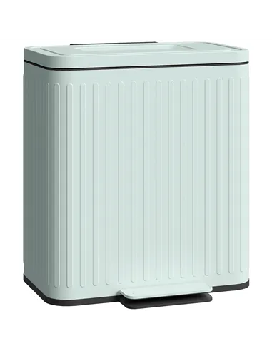 HOMCOM 40L Dual Compartment Rubbish Bin, with Soft-Close Lid - Green