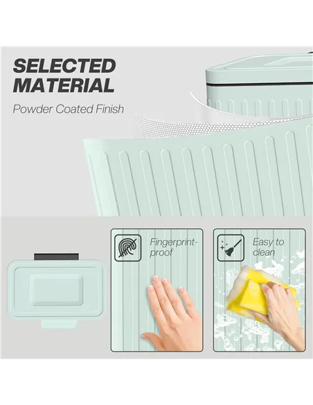 HOMCOM 40L Dual Compartment Rubbish Bin, with Soft-Close Lid - Green