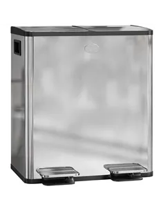 HOMCOM 40L Dual Compartment Stainless Steel Bin, with Deodoriser Holders - Silver Tone