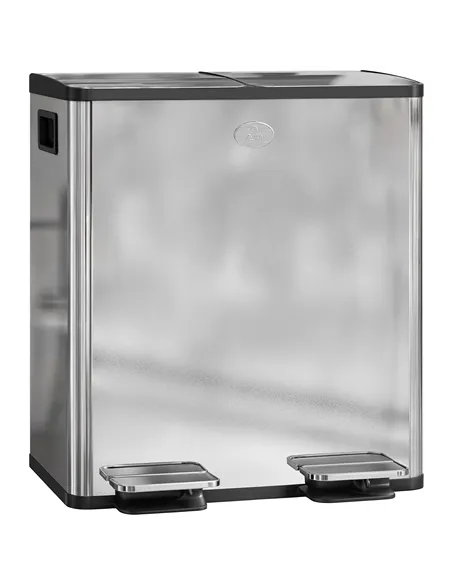 HOMCOM 40L Dual Compartment Stainless Steel Bin, with Deodoriser Holders - Silver Tone