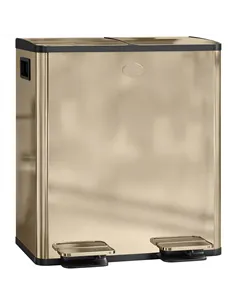 HOMCOM 40L Dual Compartment Stainless Steel Bin, with Deodoriser Holders - Gold Tone