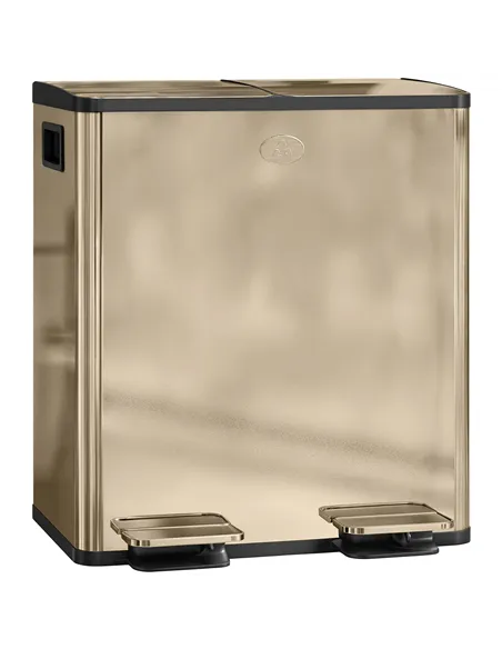 HOMCOM 40L Dual Compartment Stainless Steel Bin, with Deodoriser Holders - Gold Tone