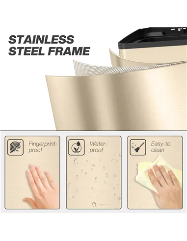HOMCOM 40L Dual Compartment Stainless Steel Bin, with Deodoriser Holders - Gold Tone