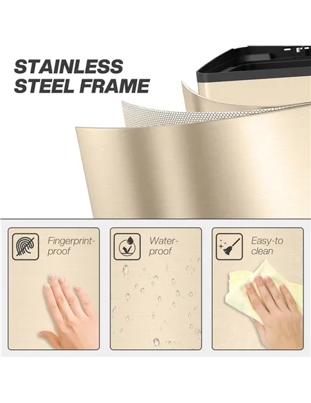 HOMCOM 40L Dual Compartment Stainless Steel Bin, with Deodoriser Holders - Gold Tone