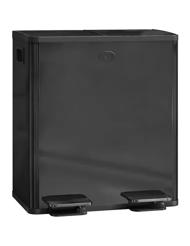 HOMCOM 40L Dual Compartment Stainless Steel Bin, with Deodoriser Holders - Glossy Black