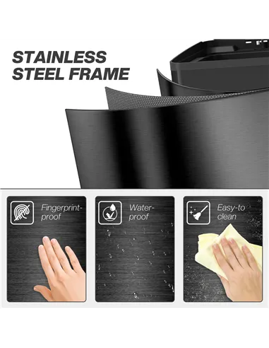 HOMCOM 40L Dual Compartment Stainless Steel Bin, with Deodoriser Holders - Glossy Black