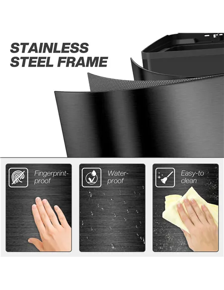 HOMCOM 40L Dual Compartment Stainless Steel Bin, with Deodoriser Holders - Glossy Black