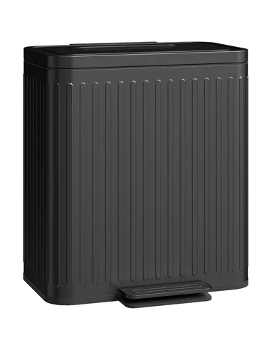 HOMCOM 40L Dual Compartment Rubbish Bin, with Soft-Close Lid - Black