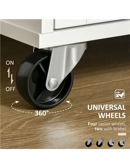 HOMCOM Kitchen Island Utility Cart, with 2 Storage Drawers & Cabinets for Dining Room, White