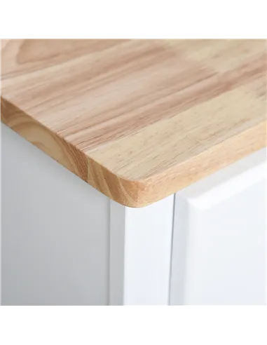 HOMCOM Freestanding Kitchen Cupboard, Kitchen Storage Cabinet with Framed Glass Doors, 2 Drawers, Microwave Counter, White