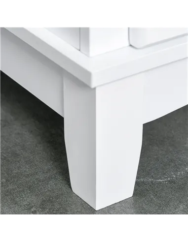 HOMCOM Freestanding Kitchen Cupboard, Kitchen Storage Cabinet with Framed Glass Doors, 2 Drawers, Microwave Counter, White