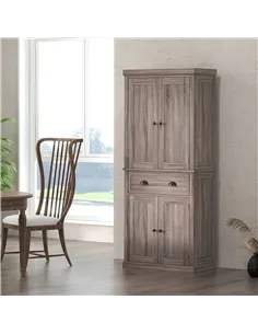 HOMCOM Freestanding Kitchen Cupboard, 184cm Tall Storage Cabinet with Doors and Shelves, Traditional Colonial 4-Door Kitchen Pan 2