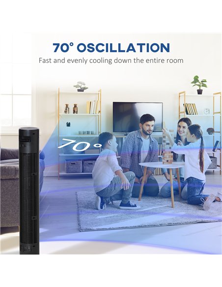 HOMCOM 46" Oscillating Tower Fan with Remote Control, 12H Timer, 3 Speed, 4 Modes, Quiet Cooling Fans, Electric Floor Standing F