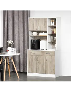 HOMCOM Kitchen Cupboard Sideboard Storage Cabinet Unit with Counter Top, Adjustable Shelves, Drawers for Dining Room, Living Roo 2