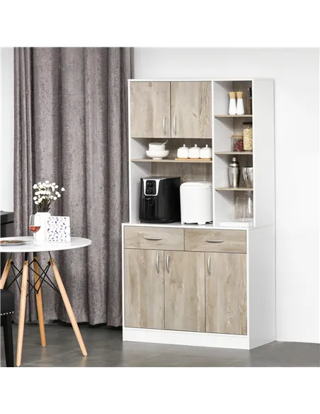 HOMCOM Kitchen Cupboard Sideboard Storage Cabinet Unit with Counter Top, Adjustable Shelves, Drawers for Dining Room, Living Roo