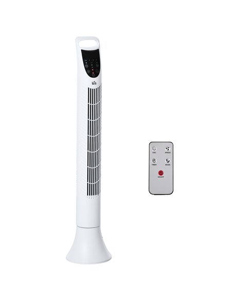 HOMCOM 36'' Freestanding Tower Fan, 3 Speed 3 Mode, 7.5h Timer, 70 Degree Oscillation, LED Panel, 5M Remote Controller, White