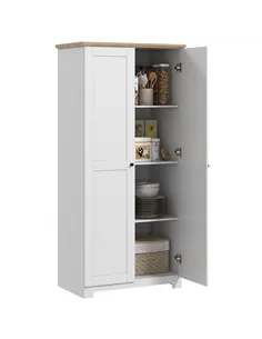 HOMCOM 172cm Kitchen Cupboard, Freestanding Storage Cabinet with Doors and Shelves, Modern 2-Door Kitchen Pantry Cupboard for Di