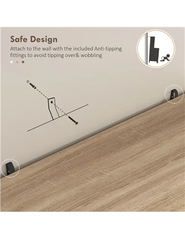 HOMCOM 172cm Kitchen Cupboard, Freestanding Storage Cabinet with Doors and Shelves, Modern 2-Door Kitchen Pantry Cupboard for Di