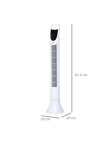 HOMCOM 36'' Freestanding Tower Fan, 3 Speed 3 Mode, 7.5h Timer, 70 Degree Oscillation, LED Panel, 5M Remote Controller, White
