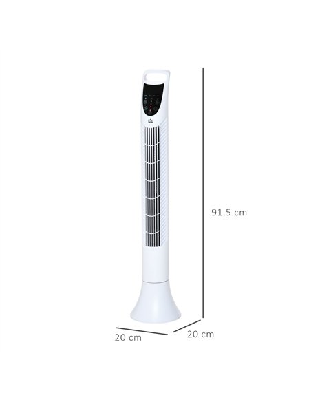 HOMCOM 36'' Freestanding Tower Fan, 3 Speed 3 Mode, 7.5h Timer, 70 Degree Oscillation, LED Panel, 5M Remote Controller, White