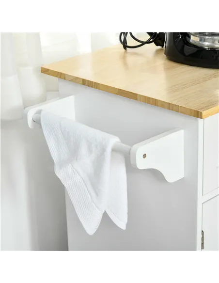 HOMCOM Kitchen Island Utility Cart, with 2 Storage Drawers & Cabinets for Dining Room, White