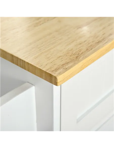 HOMCOM Kitchen Island Utility Cart, with 2 Storage Drawers & Cabinets for Dining Room, White