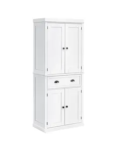 HOMCOM Freestanding Kitchen Cupboard, 184cm Tall Storage Cabinet with Doors and Shelves, Traditional Colonial 4-Door Kitchen Pan
